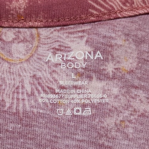 Arizona Body Sleepwear Shirt Sz Large Pink Celestial Sun Moon Stars Print Lounge - Picture 8 of 8