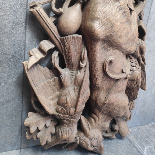 Jagdmotiv Relief Holzbild Reh Hirsch Raben Wandbild Holz Geschnitzt Schwarzwald - Picture 7 of 23
