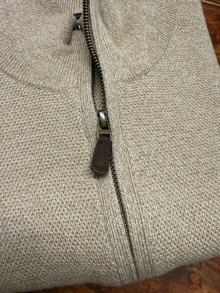 Ralph Lauren Washable Wool 1/4 Zip Sweater Big & Tall Beige Tan Men’s Size 6XB - Image 3 of 4