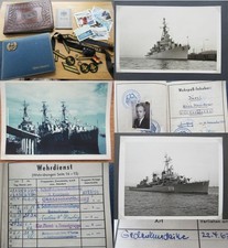 Nachlass frühe Bundesmarine Wehrpaß + Fotoalben Zerstörer 4 (D 178) 1959 - 1962