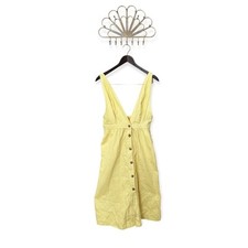 Urban Outfitters Yellow Danny Plunging V Neck Button Down Denim Midi Dress