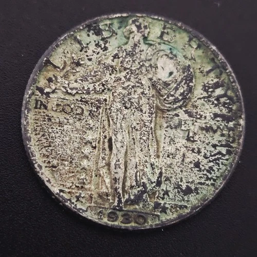 1930 P Standing Liberty Silver Quarter VF-XF Details 25c Coin 90% Silver Toning