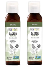 Aura Cacia Organic Castor Oil 4oz   Skin, Hair  Scalp Care Cold-Pressed 2 Pack