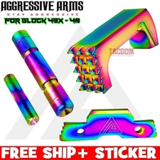 AGGRESSIVE ARMS SHINY RAINBOW Magazine Catch Slide Stop PINS for GLOCK 43X & 48