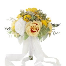 Yellow  White Wedding Bouquets for Bride Bridesmaids, Bridal Bouquet for Wed...