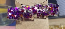 Purple Glitter Resin Hair Clip Handmade Geometric Shape
