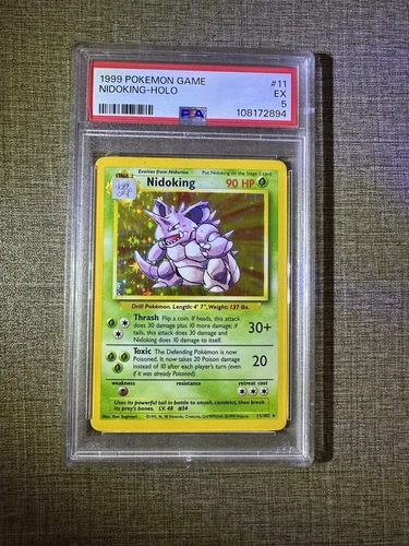 1999 Pokemon Base Set 11/102 Nidoking #11 Holo Rare PSA 5 Excellent