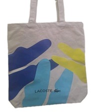 Lacoste Tote Bag, Thick Canvas w/Torquoise  Blue Design, 16"x15"