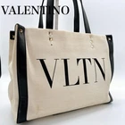 VALENTINO GARAVANI Women Canvas 2-Way Tote Shoulder Bag Ivory Black from japan