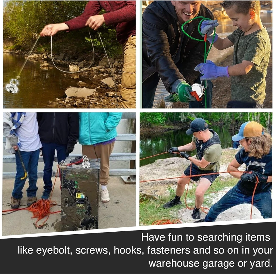 Imanes de pesca de neodimio fuertes 300 libras (136 KG) fuerza de tracción imán de tierras raras Foto 3 de 4