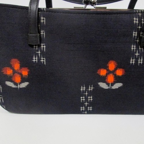 Shantung Silk Women Purse Rockabilly Style Vintage 60s Flower Pattern Top Handle - Picture 2 of 8