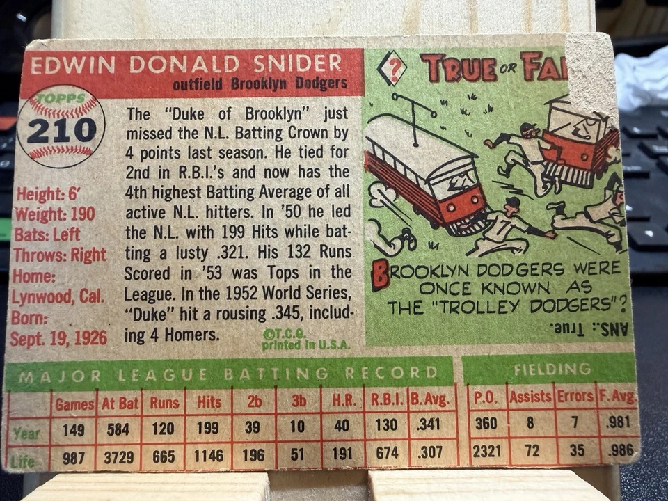 1955 Topps - High # Duke Snider #210 Foto 2 de 4