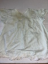 Hand embroidered green vintage 1950s baby dress