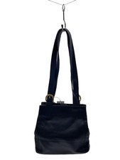 Vintage Old Coach Shoulder Bag J6C-4157 with Charm Leather Navy Blue Gold Used