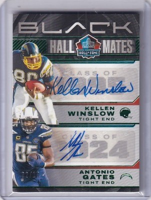 2024 Panini Black Football Kellen Winslow, Antonio Gates Dual Auto #02/10