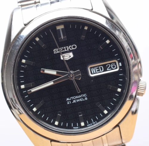 [EXC+5] Vintage SEIKO 5 7S26-01V0 37mm Black Dial Automatic Men's Watch JAPAN