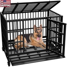 Heavy Duty Metal Dog Crate Easy Assembly Secure Outdoor Pet Kennel Hygiene New