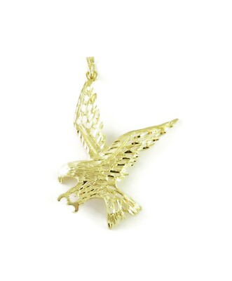 14K Gelbgold fliegender Adler Charm Halskette Anhänger ~ 6,4