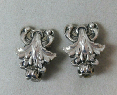 Jugendstil Inspiriert Silber Aufwendig Bell Blume Silber Ohrclips 12n 31