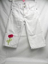 GYMBOREE Girls White Jean Pants w/Flower Design Sz 5 70530