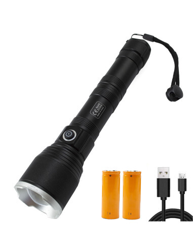 Lampe torche LED étanche à zoom focalisable 5m et batterie lithium rechargeable