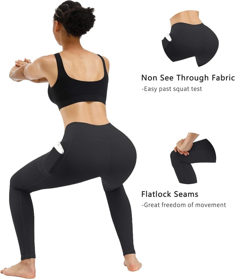 Fengbay 2 Pack High Waist Yoga Pants, Pocket Pants Large, Black & eBay