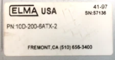 Elma Electronic Industrial/Embedded Computer PN:10D-200-6ATX-2 41-97 SN: 57136