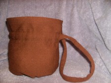 BROWN COSMETIC TOTE BAG 7" x 7" x 8" PULL TIE CLOSURE WASHABLE NEW MADE IN USA