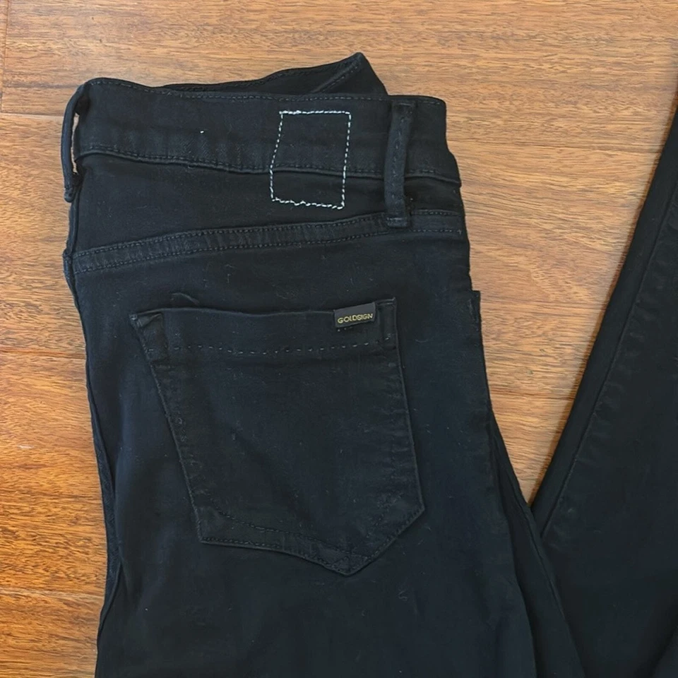 Pantalones de mezclilla GOLDSIGN ajustados rectos elásticos negros talla 28x34 Foto 4 de 4