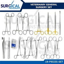 19 Pcs Veterinary General Surgery Set With FREE Blades German Grade Surgical Kit