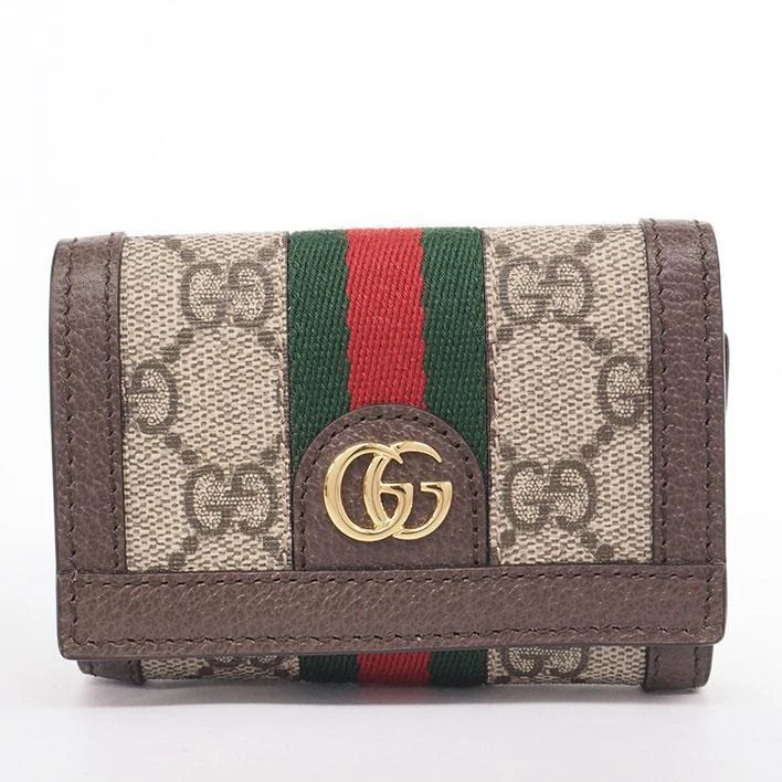 Portefeuille triple pliable authentique Gucci GG Supreme Web avec sac de marque 