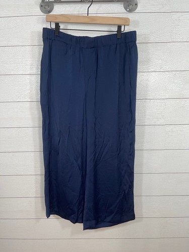 Satin Ankle Pants Night Sky Navy Blue 