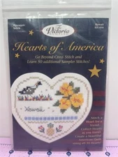 THE VICTORIA SAMPLER Counted Cross Stitch Kit HEARTS OF AMERICA - HAWAII