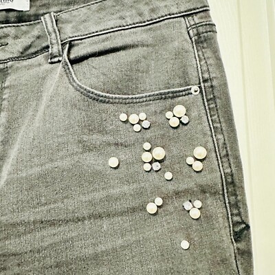 KENSIE EMBELLISHED PEARL SPARKLY BLACK JEANS SZ 10/30 | eBay