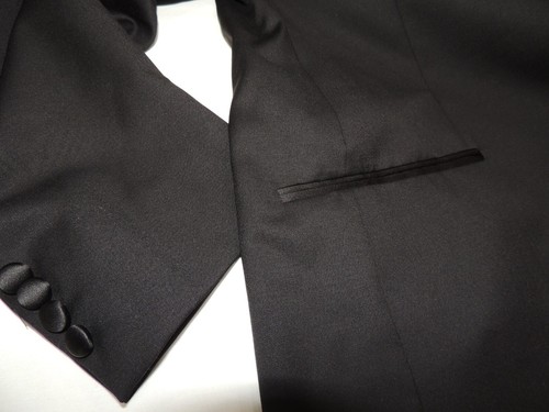 John W. Nordstrom Men's 100% Wool 2 Button Formal Black Tuxedo Jacket Coat 46XL - Picture 12 of 12
