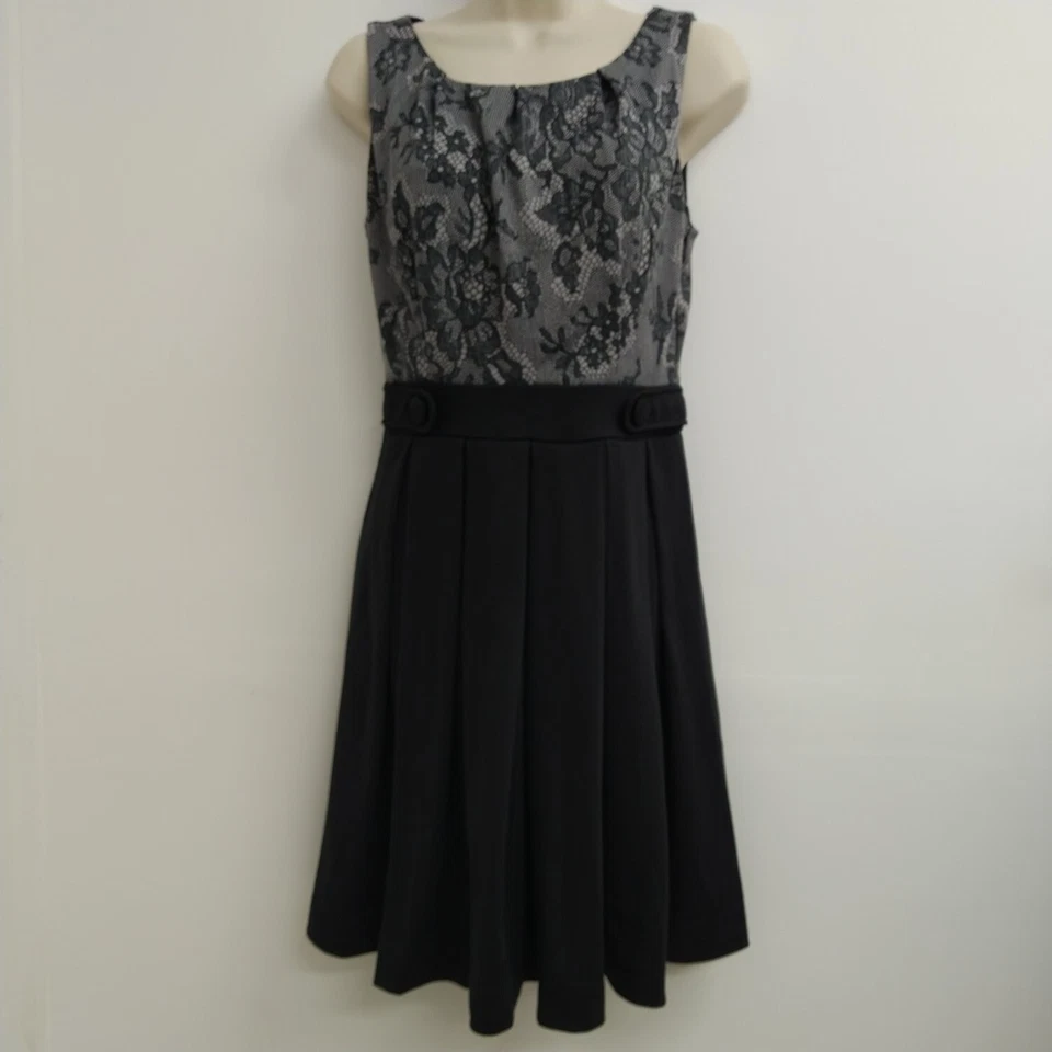 Vestido feminino ELLE tamanho 4 cinza ajuste sem mangas alargamento comprimento do joelho ocasiões festa - Imagem 3 de 4