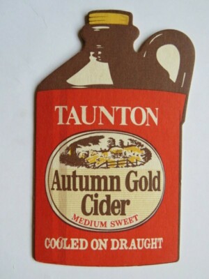 1986 Unique Beer COASTER - TAUNTON Autumn Gold Draught Apple Cider, Since 1805
