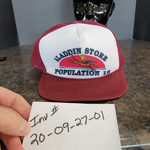 Vtg Bronco Aladdin WY pop 15 Wyoming Hat Snapback Trucker Adjustable mesh nissan - Picture 9 of 9