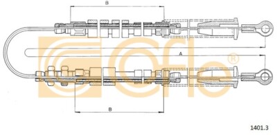 COFLE (1401.3) Handbremsseil, Handbremszug hinten für FIAT