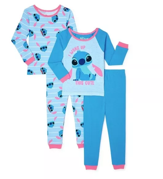 NWT 5T 5 Lilo stitch WOKE UP CUTE disney pajamas 4pc set fall birthdays spring
