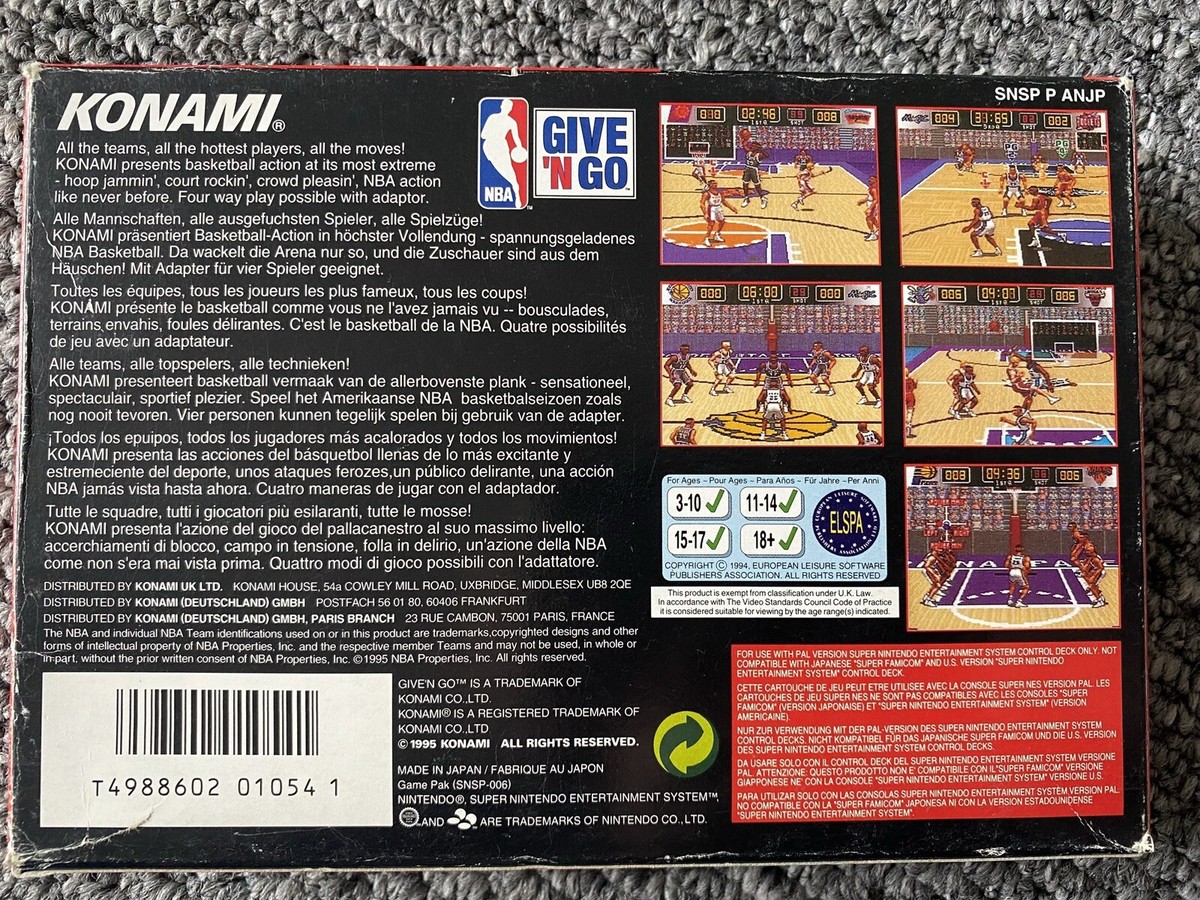 NBA Give 'n Go SNES/super Nintendo - Ultra Rare, Only PAL UK on