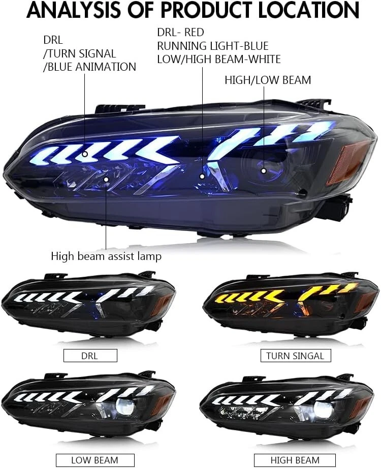 For 2022-2025 Honda Civic LED Headlights Black Housing Pair Left+Right - Image 3 of 4