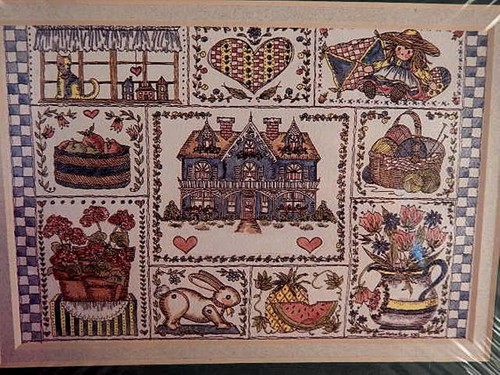 Folk Art Block Picture Green Matte Print Don Morris Home Heart Flowers 10x8 - Picture 2 of 4