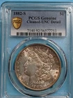 1882 -S  Morgan Silver Dollar Cleaned -UNC Detail