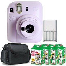 FUJIFILM INSTAX MINI 12 Instant Film Camera Lilac Purple with 4x Film Bundle
