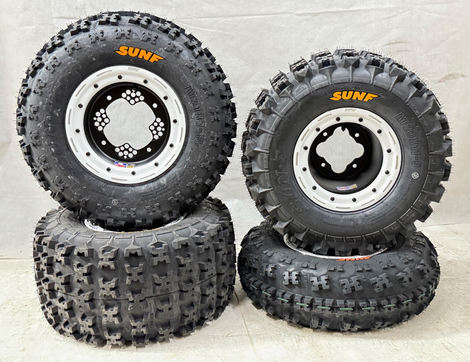 DWT G3 Black / White Beadlock Front Rear Wheels Sunf A027 Tires YFZ450 ...