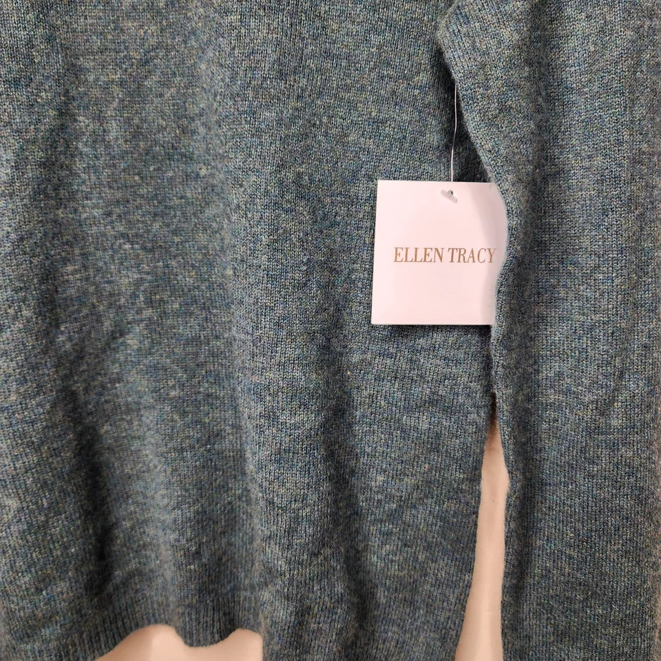 Suéter Ellen Tracy 100 % cachemir verde azulado cuello redondo suéter para mujer grande nuevo con etiquetas Foto 4 de 4