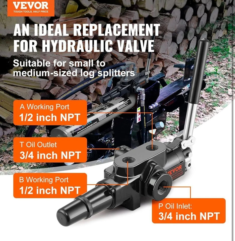 VEVOR LVA1-95 1 Spool 25 GPM Directional, 3626PSI, Hydraulic Joystick Control - Image 2 of 4
