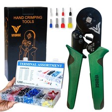 Ferrule Crimping Tool Kit - with 1200PCS Wire Ferrul AWG23-7 (0.25-10mm²) Green