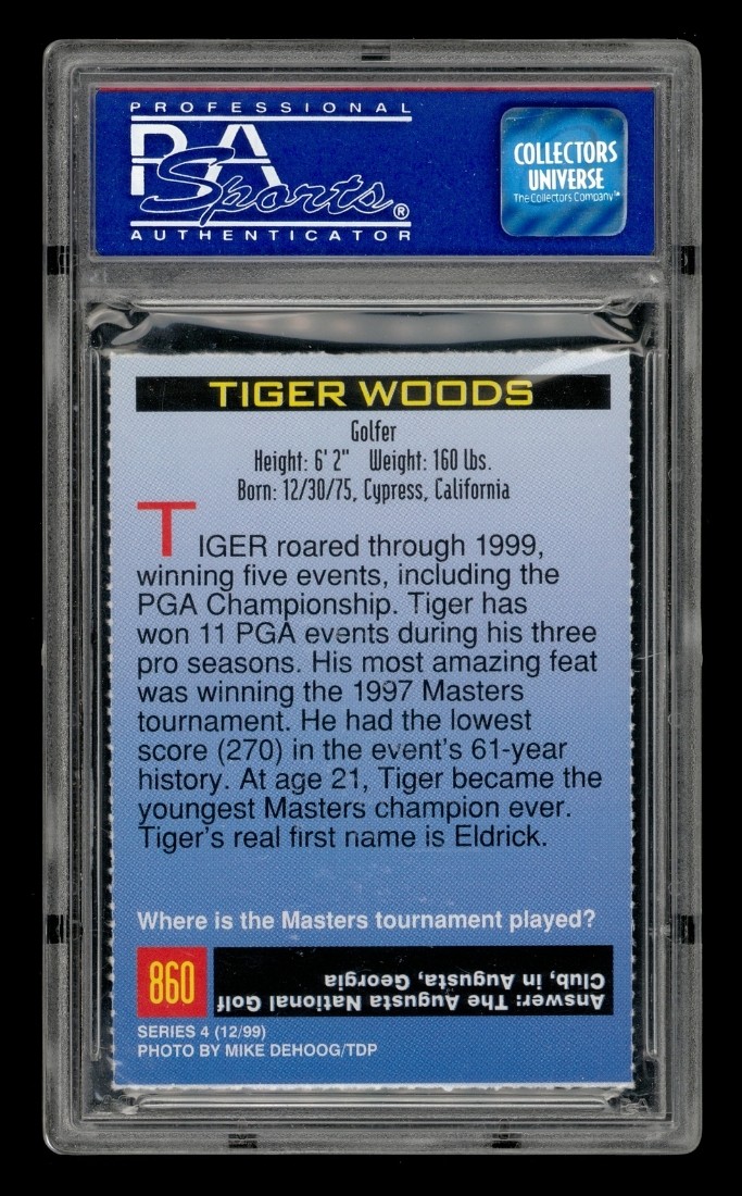 1999 S.I. For Kids Series 4: #860 Tiger Woods PSA 8 NM-MT view 2